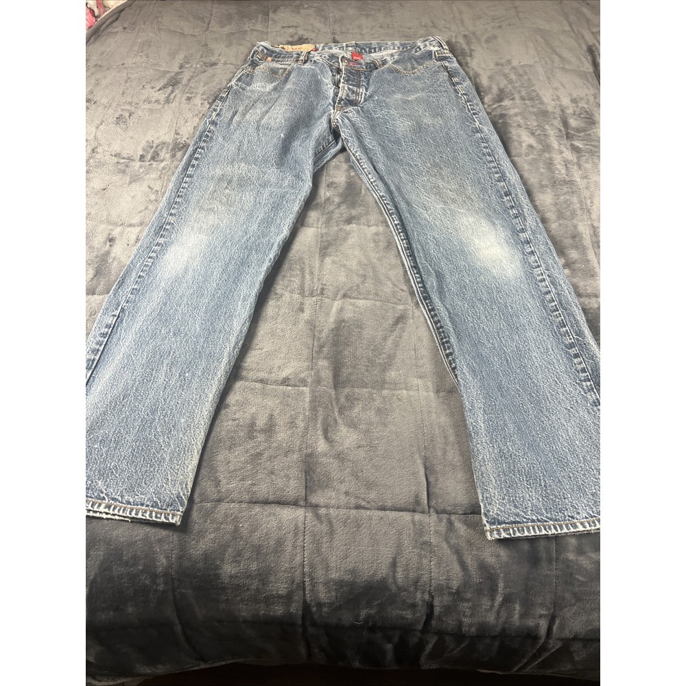 DC Shoes Vtg Y2K Mens  blue Jeans  34x29 Button Fly Medium Straight Cotton Denim